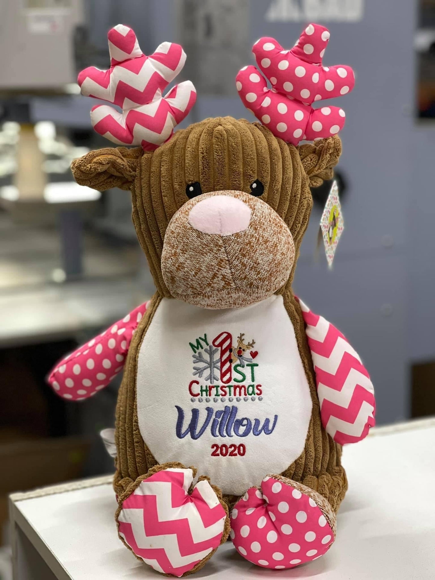 Reindeer Cubby 1st Christmas with personalised name