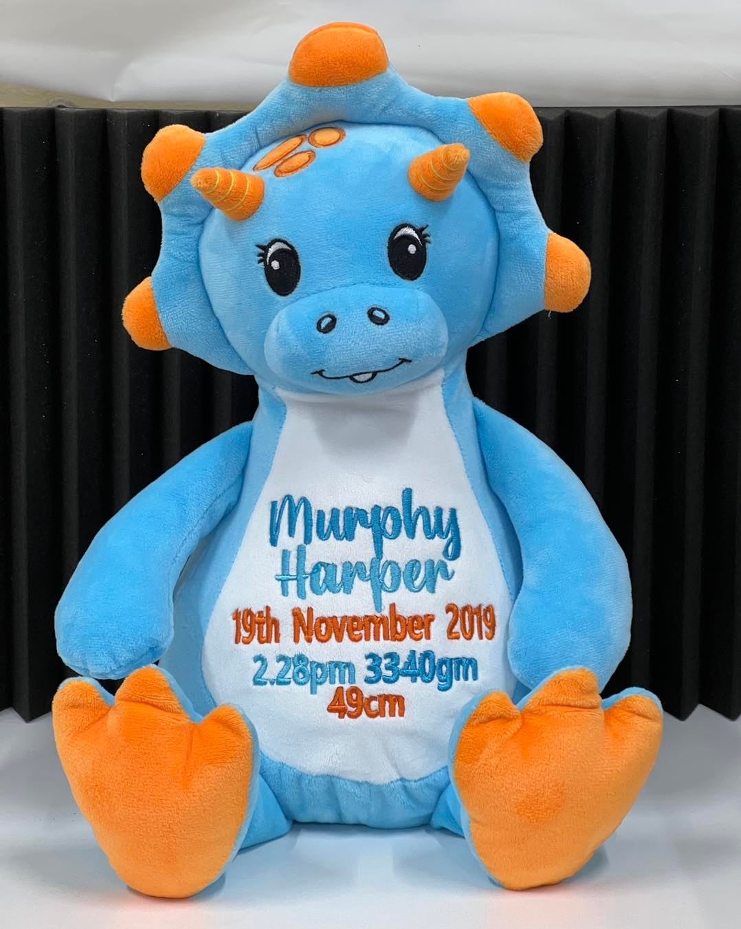 Dinosaur Blue Cubby with personalised embroidery