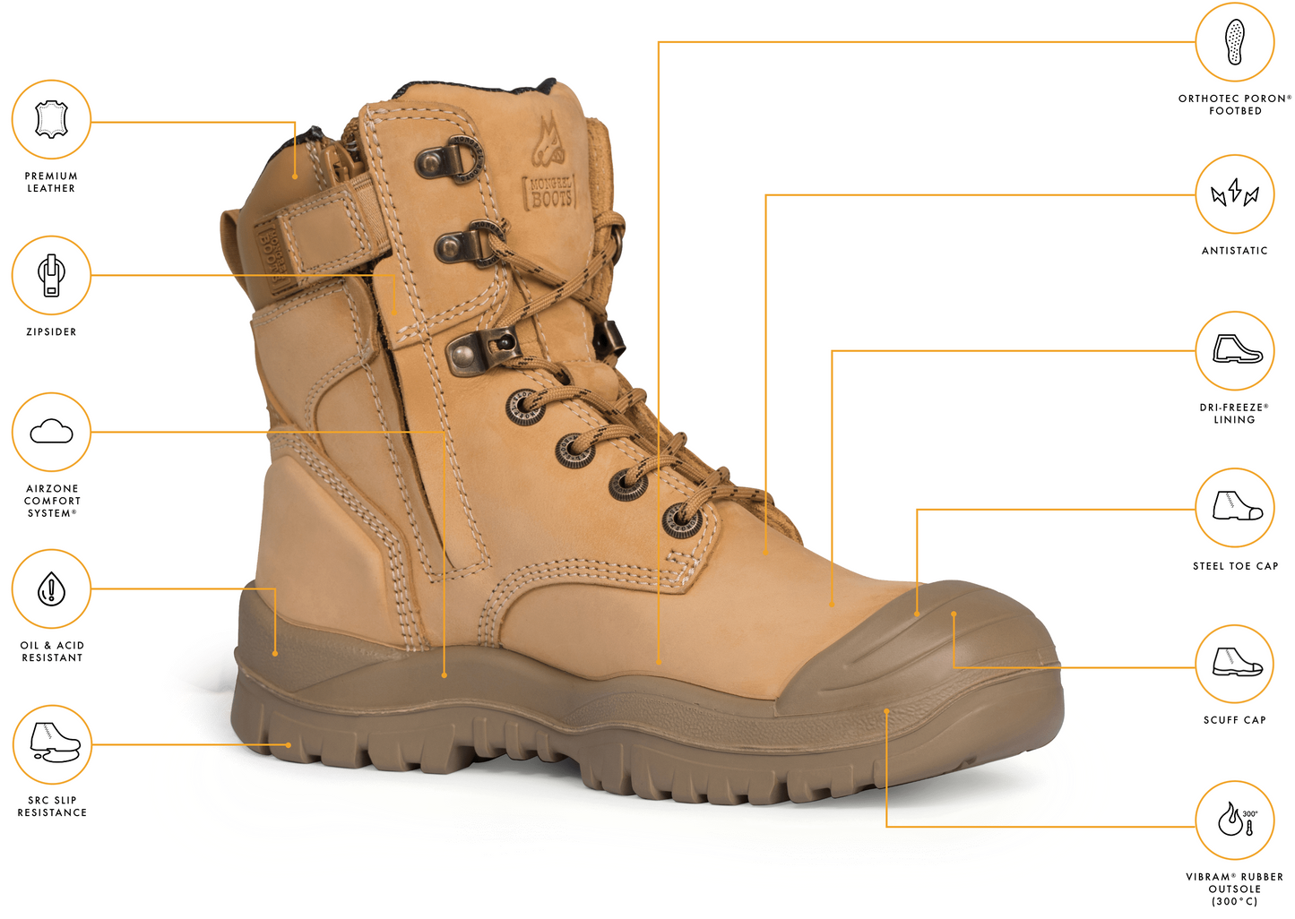 MONGREL High Leg Zipsider Boot w/ Scuff Cap - 561050