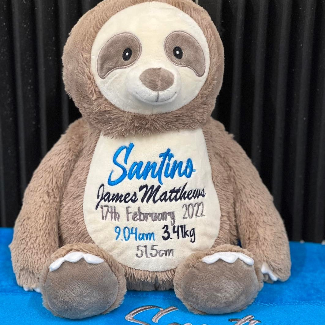 Sloth Cubby with personalised embroidery