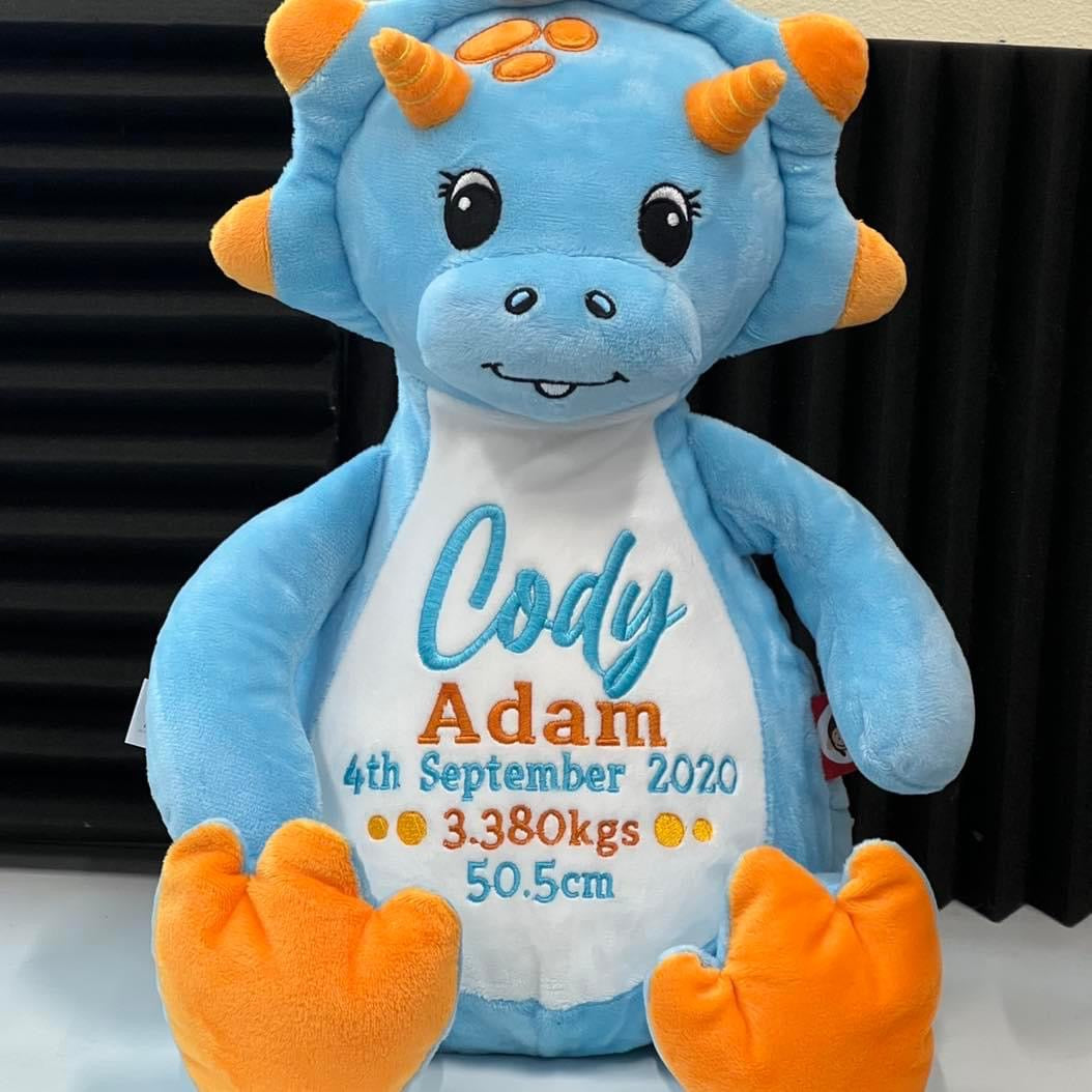 Dinosaur Blue Cubby with personalised embroidery