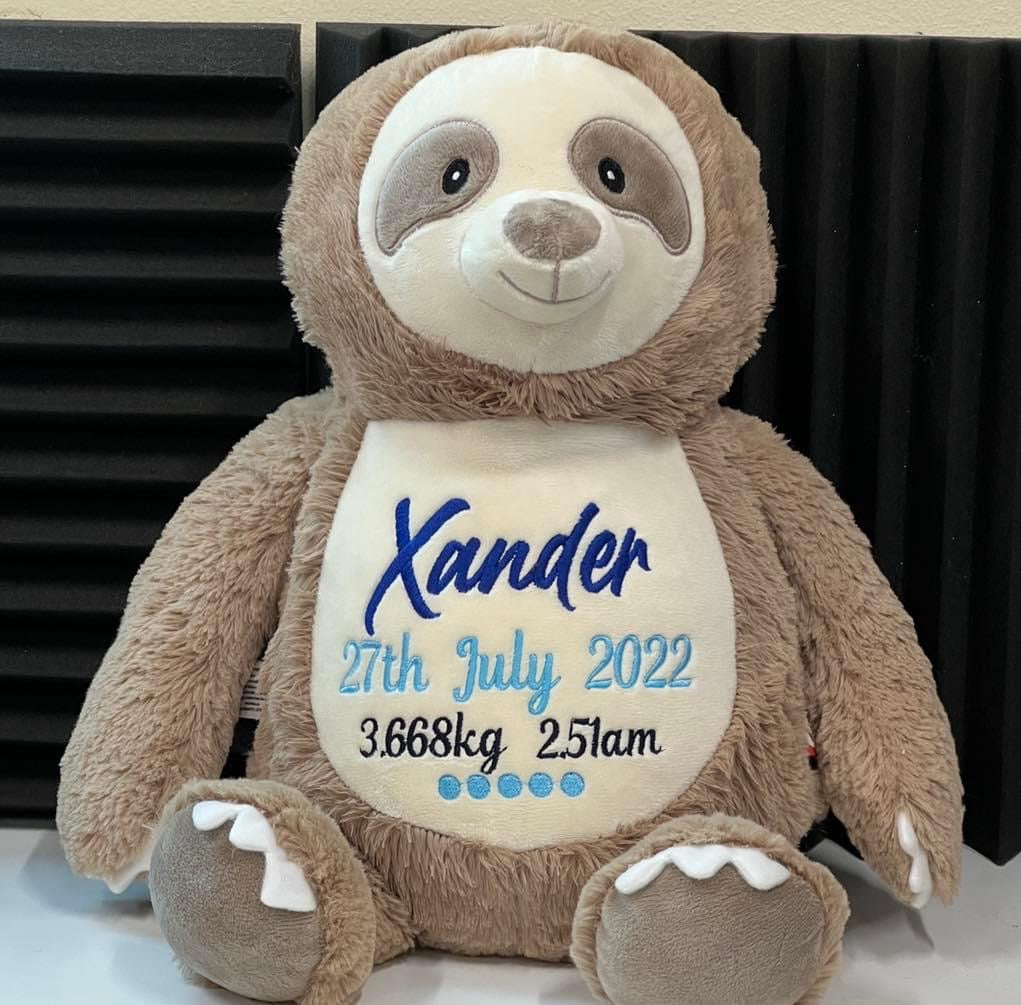 Sloth Cubby with personalised embroidery