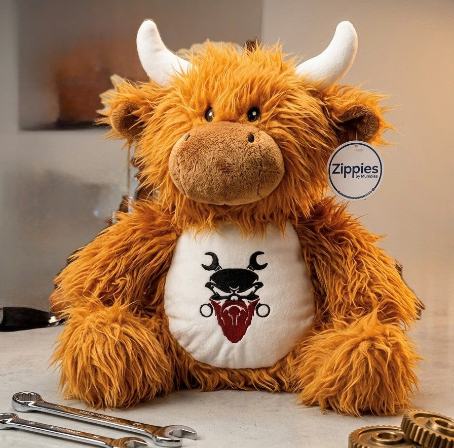 Zippies Highlander Cow with embroidery