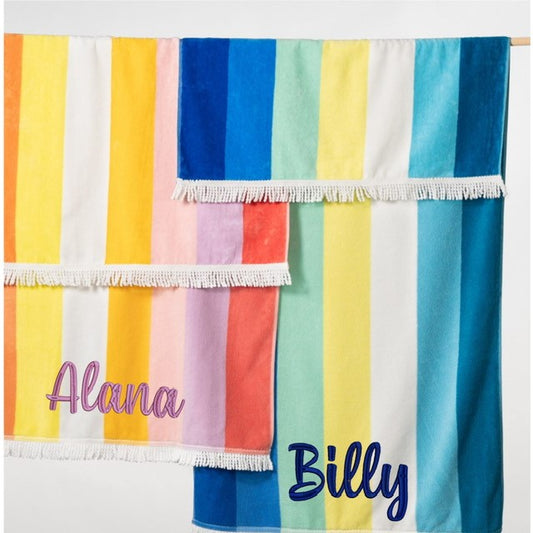 Personalised Kids Beach Towel with embroidered name