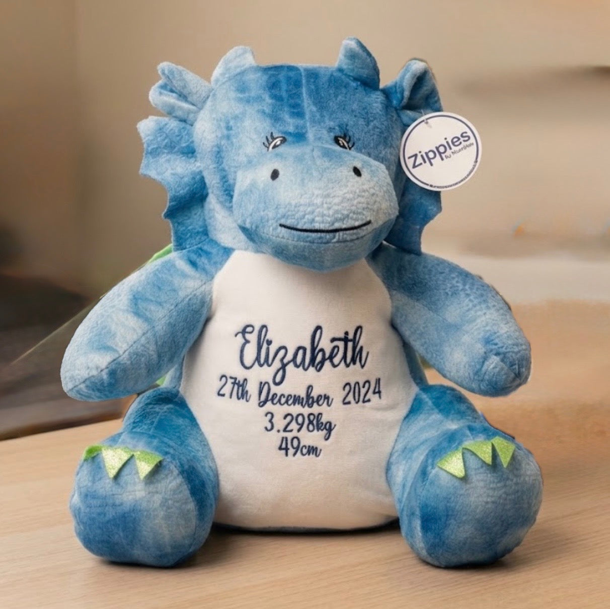 Zippies Blue Dragon with embroidery