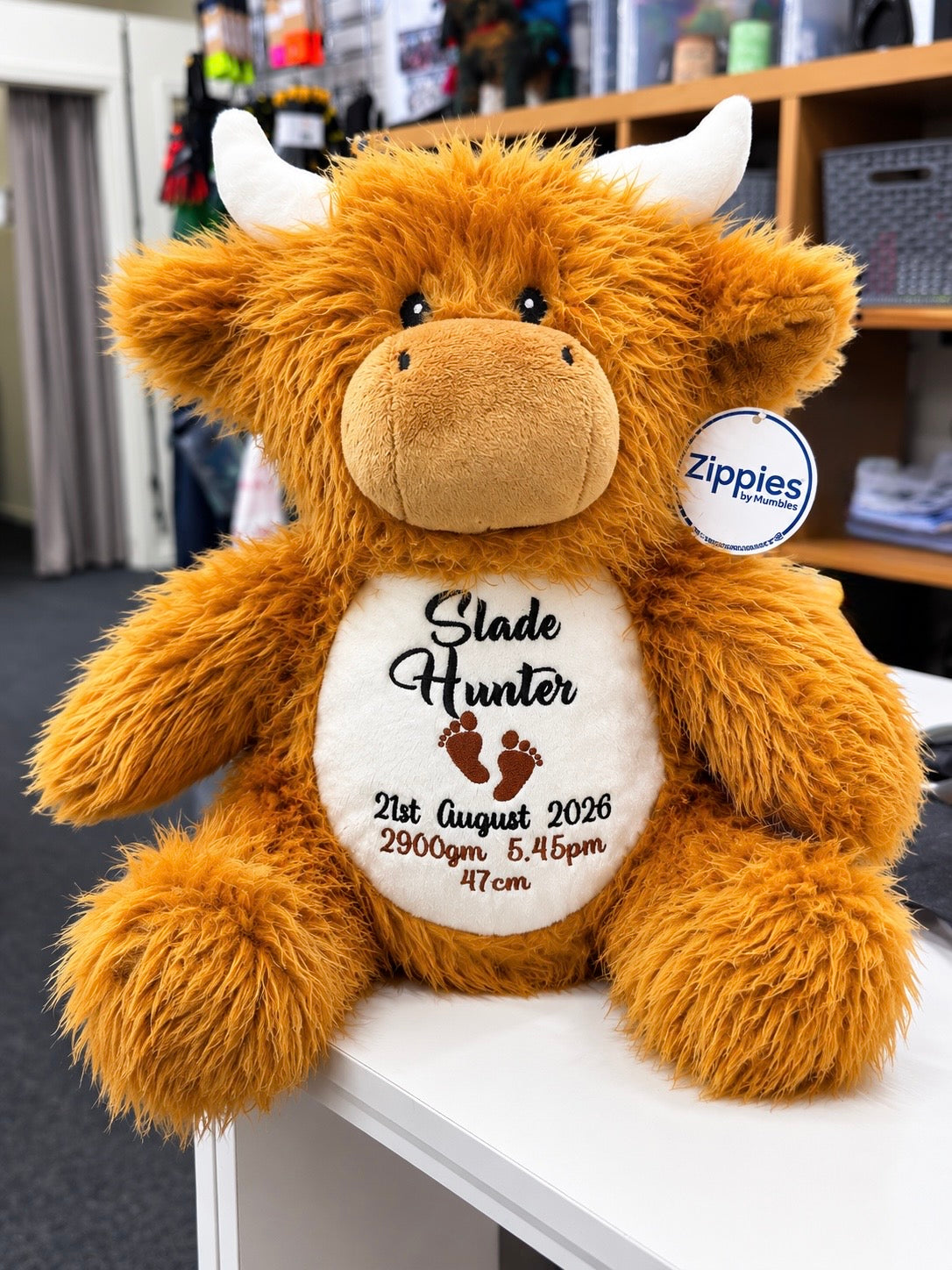 Zippies Highlander Cow with embroidery
