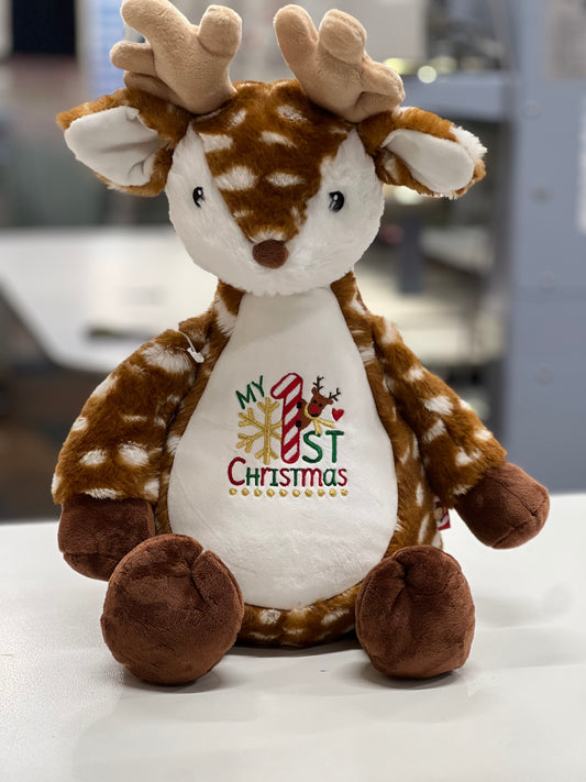 Fawn Reindeer Cubby 1st Christmas with personalised name