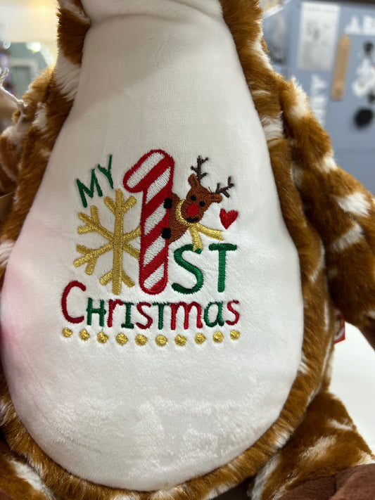 Fawn Reindeer Cubby 1st Christmas with personalised name