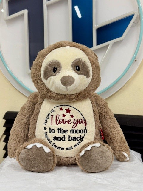 Valentines Day Sloth with embroidery