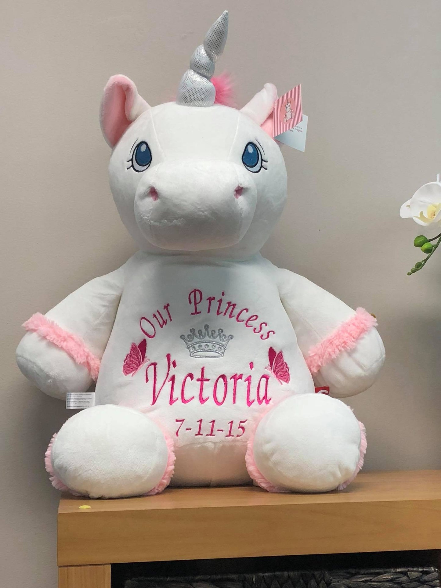 Unicorn White Cubby with personalised embroidery