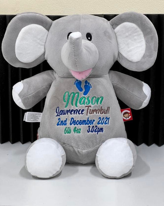 Elephant Grey Cubby with personalised embroidery