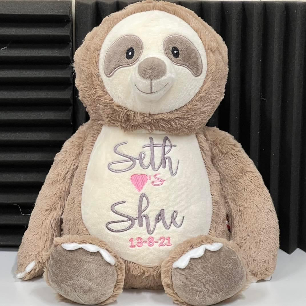 Sloth Cubby with personalised embroidery
